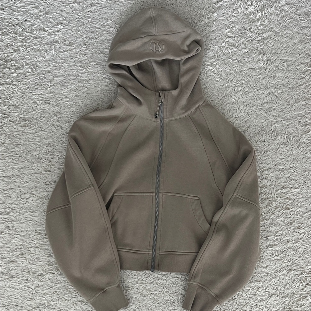 lululemon athletica Taupe Cropped Full‑Zip Hoodie